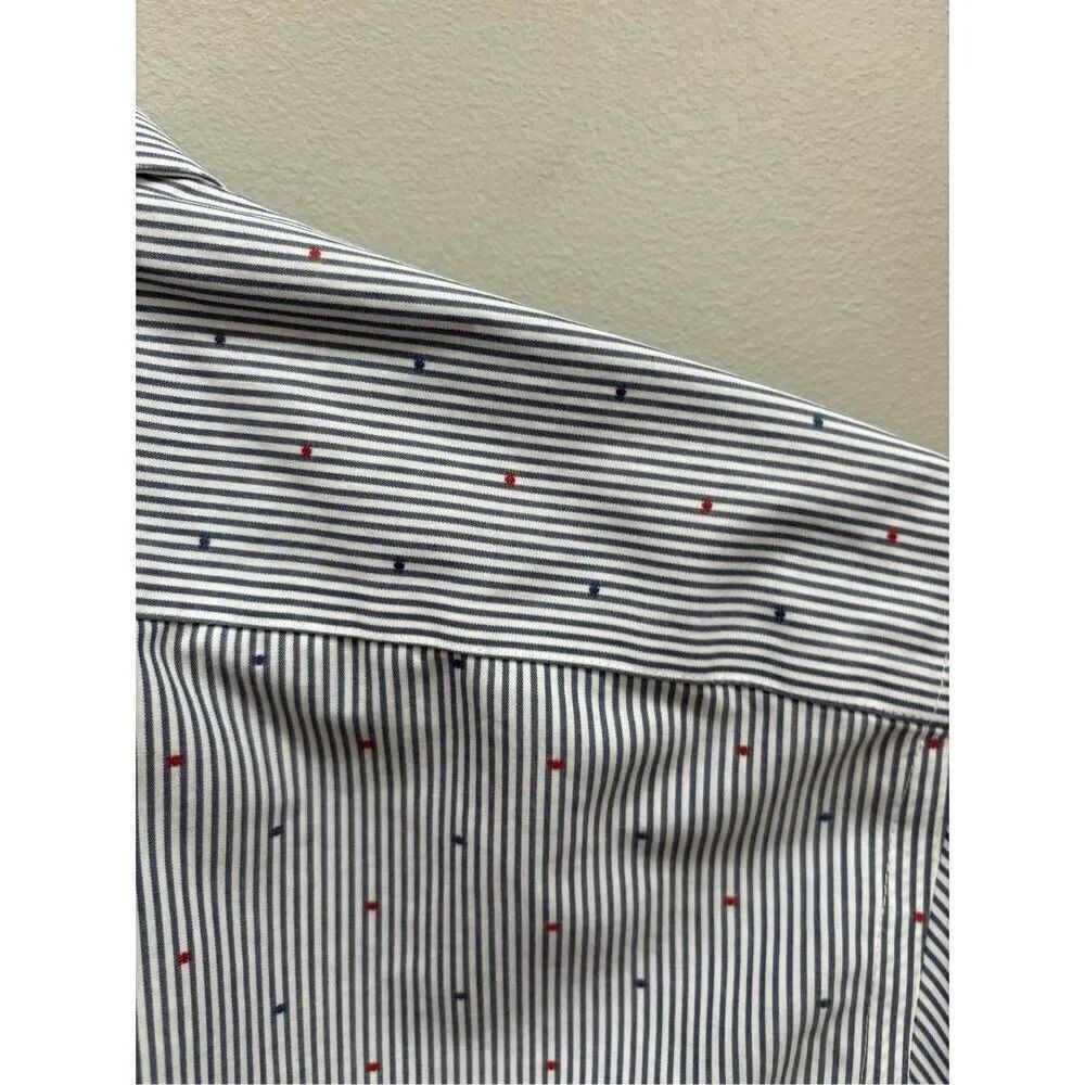 Banana Republic M men’s non iron slim fit button down red white grey/blue speckl - Picture 3 of 8